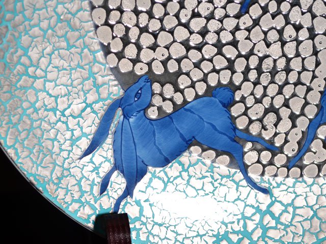 Arita Ware Large Decorative Plate - Rabbit, Somenishiki with Platinum