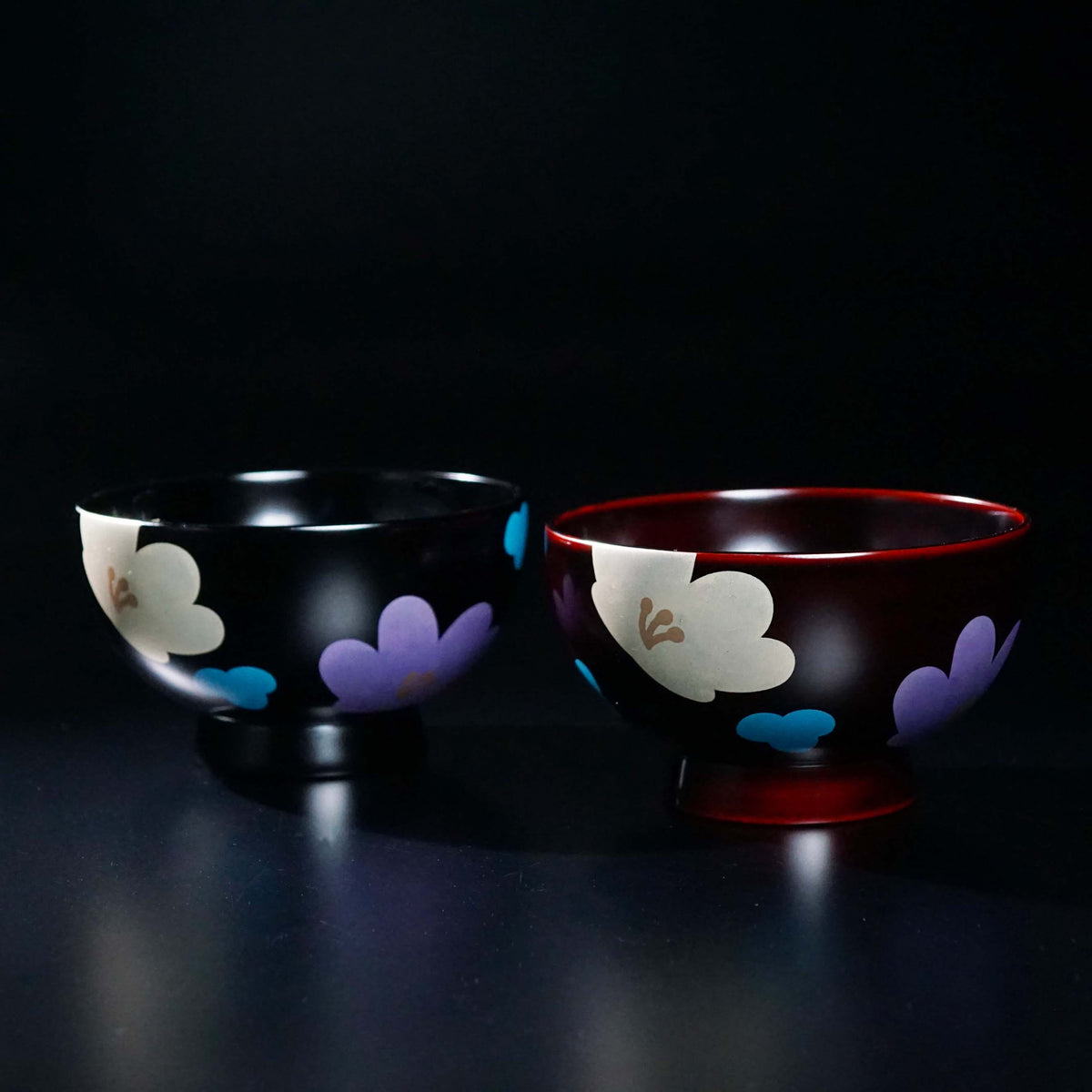 轮岛漆器“结”汤碗对碗 - 雪割草，花涂