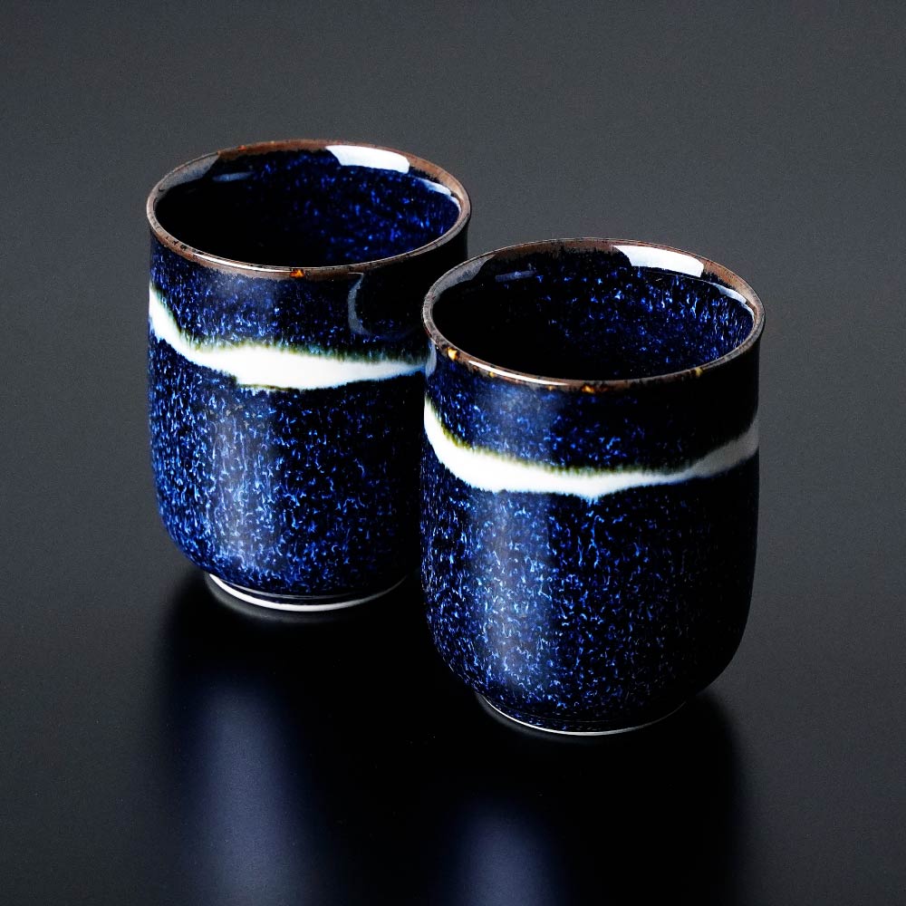Shinemon Kiln Pair of Yunomi Japanese Teacups "Ginga" (Galaxy) - Arita Ware