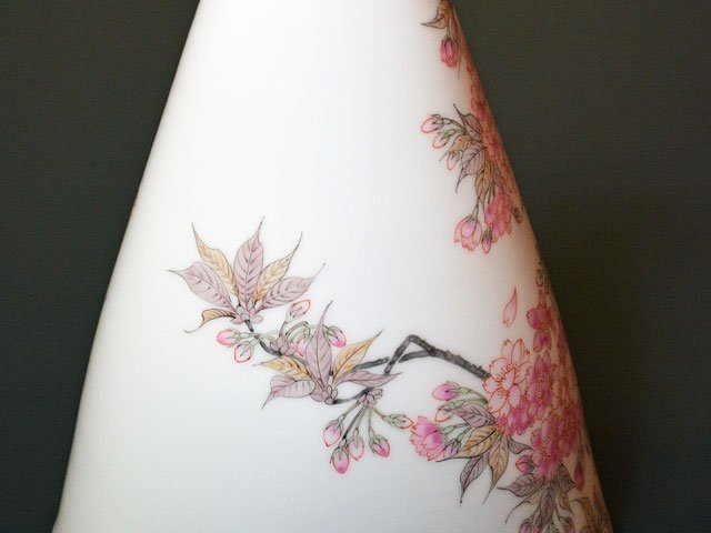 Arita Ware Vase - Iroe Cherry Blossoms, Hand Painted by Obata Yuji