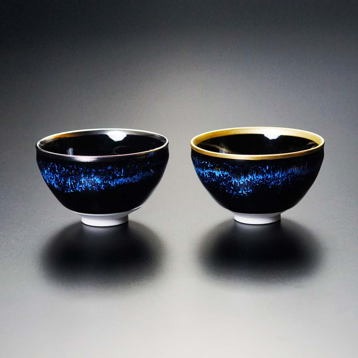Japanese Sake Cup Pair "Aoki-Myojo" Youkou Gekkou - Shinemon Kiln