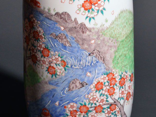 Arita Ware Large Decorative Vase - Iroe Mountain Scenery, by Obata Yuji