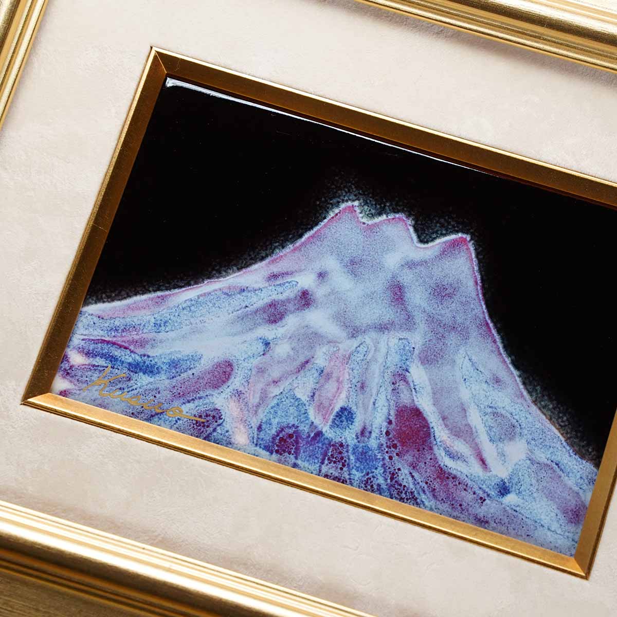 Shinemon Kiln Ceramic Framed Artwork "Myojo Fuji" - Venus and Mount Fuji, Arita Ware