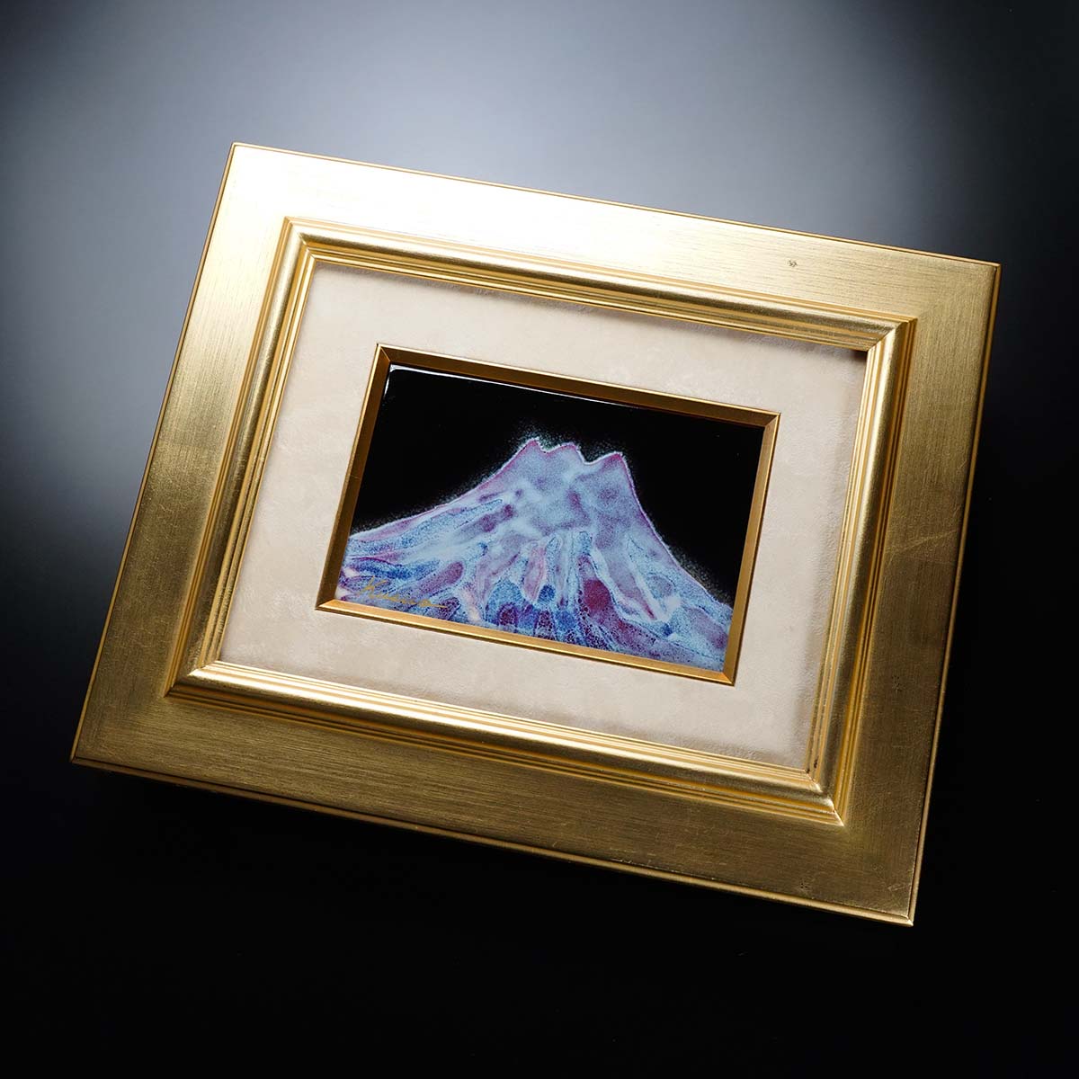 Shinemon Kiln Ceramic Framed Artwork "Myojo Fuji" - Venus and Mount Fuji, Arita Ware