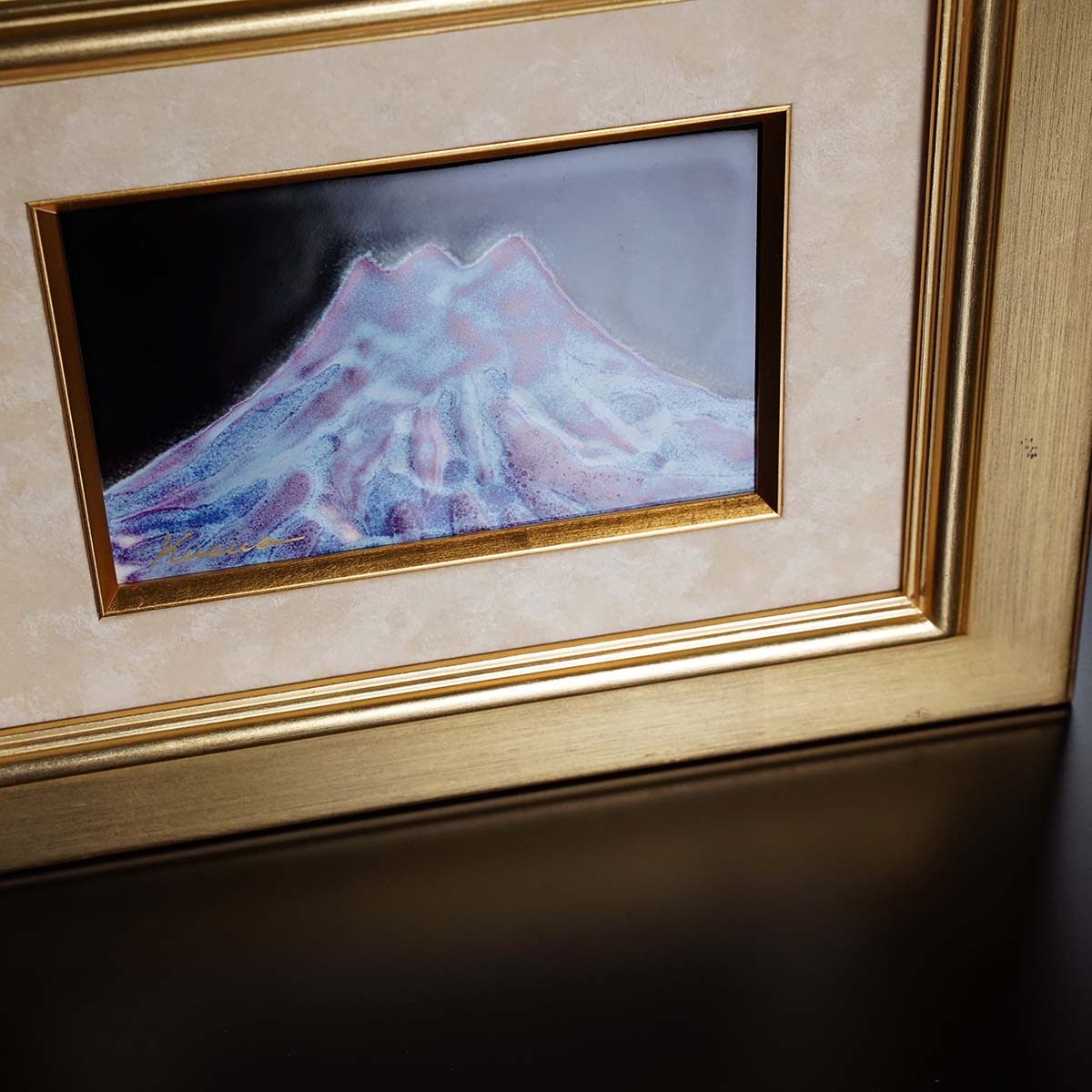 Shinemon Kiln Ceramic Framed Artwork "Myojo Fuji" - Venus and Mount Fuji, Arita Ware