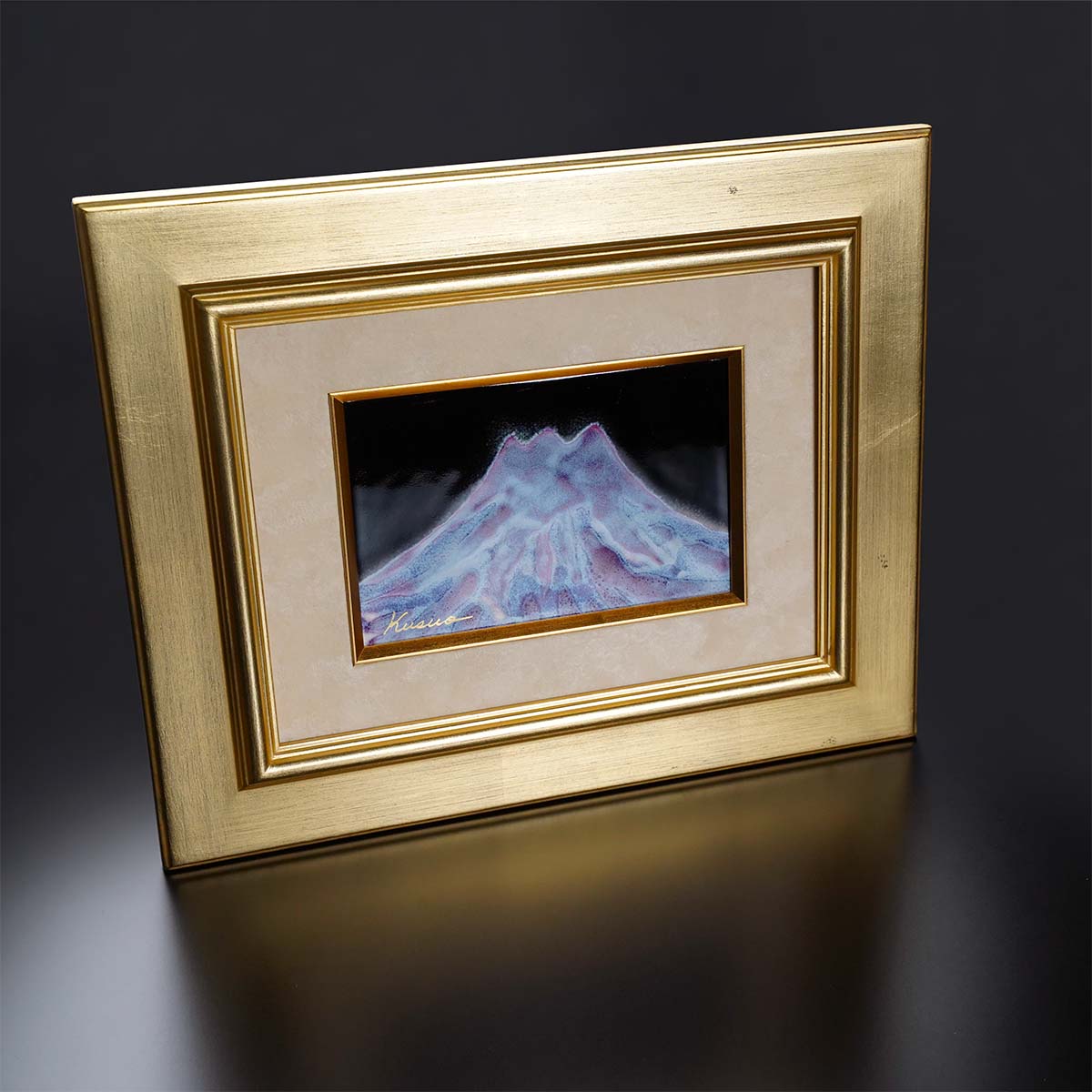 Shinemon Kiln Ceramic Framed Artwork "Myojo Fuji" - Venus and Mount Fuji, Arita Ware