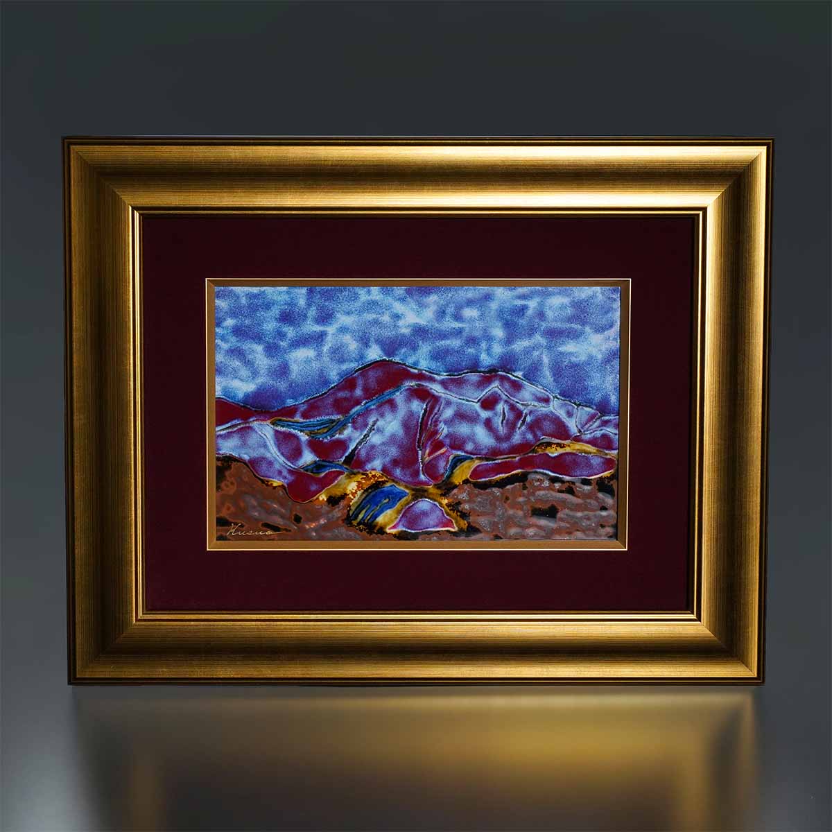 Shinemon Kiln Ceramic Framed Artwork "Mountain Scenery" - Arita Ware