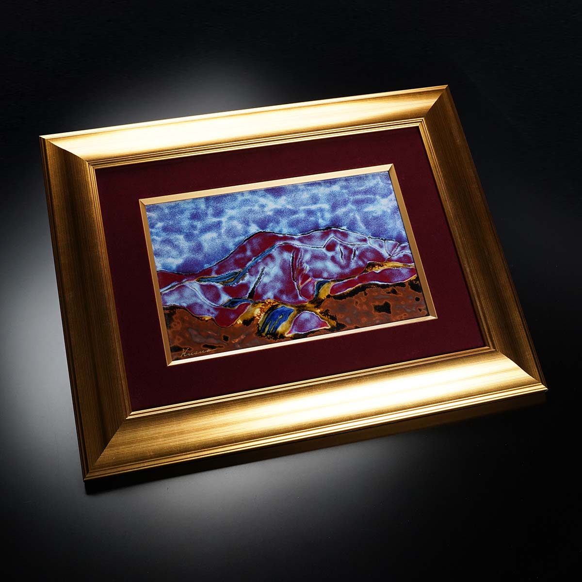 Shinemon Kiln Ceramic Framed Artwork "Mountain Scenery" - Arita Ware