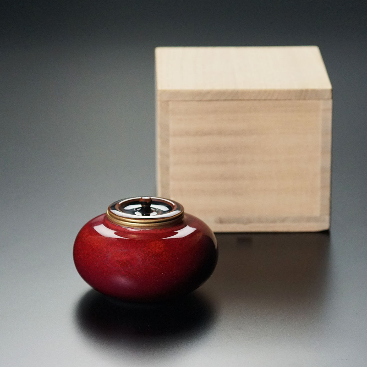 Chaire (Tea Caddy) "Jukushi" Ripe Persimmon - Akane-Shinsha, Shinemon Kiln