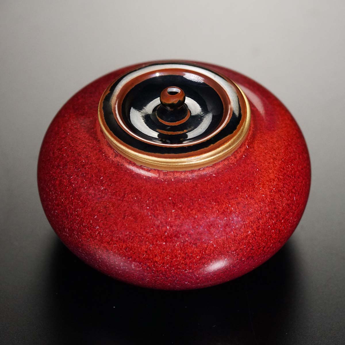 Chaire (Tea Caddy) "Jukushi" Ripe Persimmon - Akane-Shinsha, Shinemon Kiln