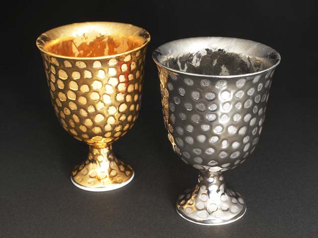 Arita Ware Wine Glass - Mount Fuji, Gold & Platinum Somenishiki
