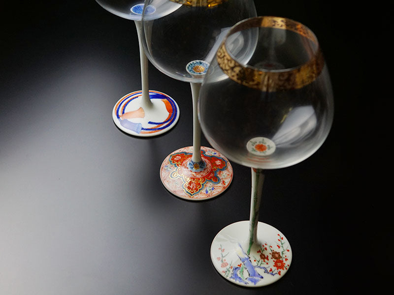 Fukusen Kiln Wine Glass "Shikohai" - Ko-Imari Style, Arita Ware