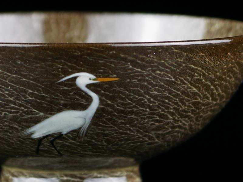 Gagyu Kiln Pair of Rice Bowls - Egret Design, Arita Ware