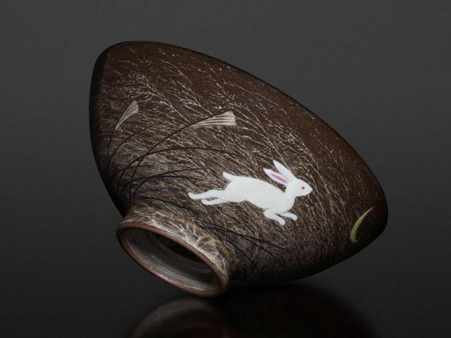 Ensemble Mutsuzoroi « lièvre de lune » – bols à riz et yunomi, four Gagyu