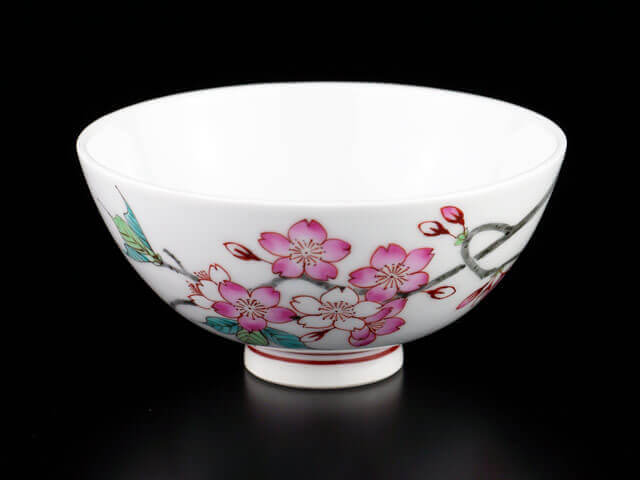 Four Jin, bol à riz – cerisiers Iroe, porcelaine d’Arita