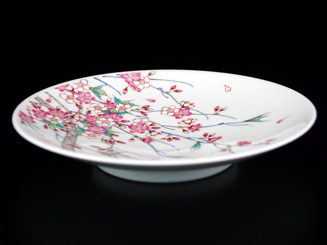Arita Ware Decorative Plate - Iroe Cherry Blossoms, Hand Painted by Obata Yuji