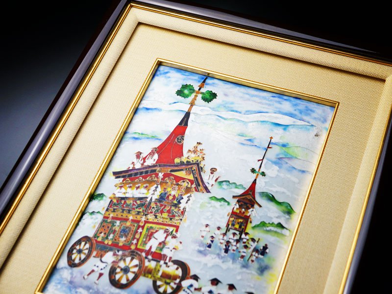 Sankougei Ceramic Framed Artwork "Gion Festival" - Kyoto Shippo