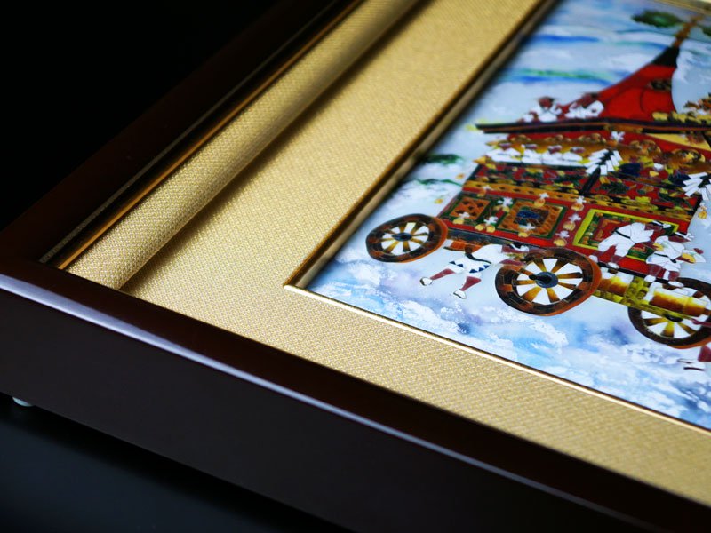 Sankougei Ceramic Framed Artwork "Gion Festival" - Kyoto Shippo