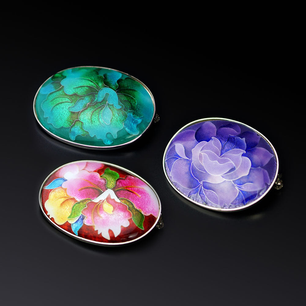 Sankougei Pure Silver Cloisonne Pendant - Kyoto Shippo (3 Colours)