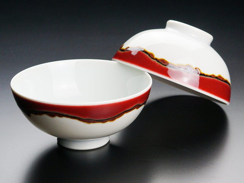 Shinemon Kiln Pair of Rice Bowls "Silk Road" - Arita Ware
