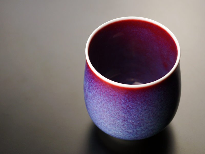 Shinemon Kiln Pair of Yunomi Japanese Teacups "Saiun" - Arita Ware