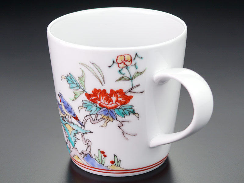Jin Kiln Coffee Mug - Iroe Plum Blossom and Bird, Arita Ware