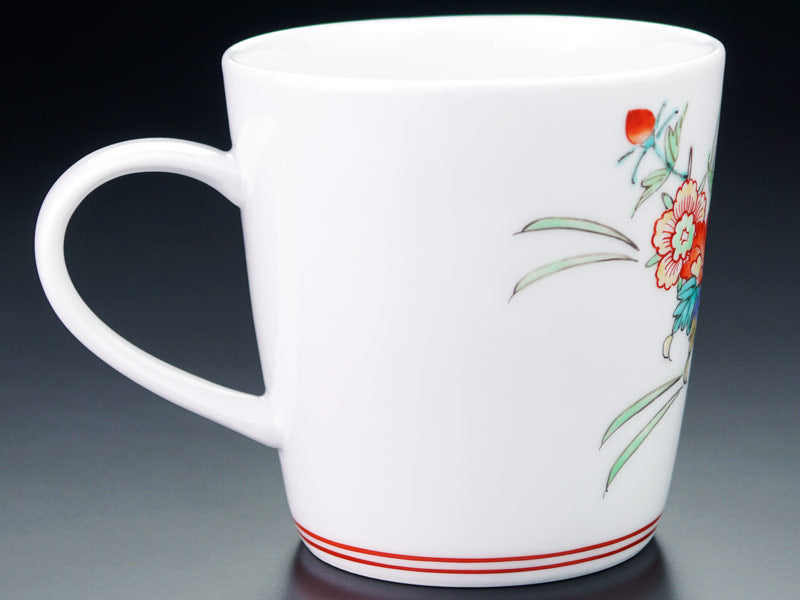 Jin Kiln Coffee Mug - Iroe Plum Blossom and Bird, Arita Ware