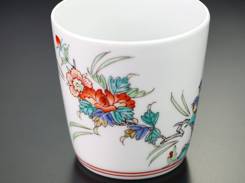 Jin Kiln Coffee Mug - Iroe Plum Blossom and Bird, Arita Ware