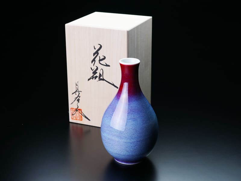 真右卫门窑鹤首花瓶「彩云」- 有田烧