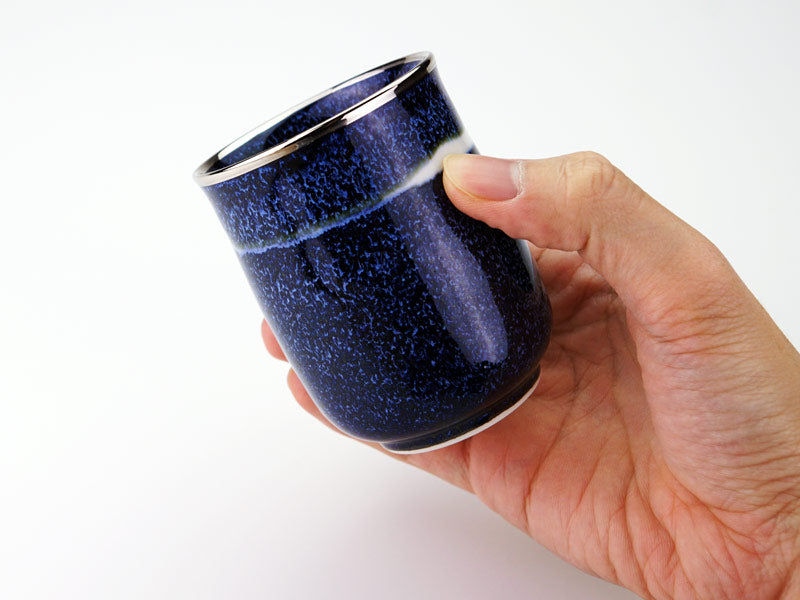 Shinemon Kiln Yunomi Japanese Teacup "Seiten" Ginga - Platinum Decoration