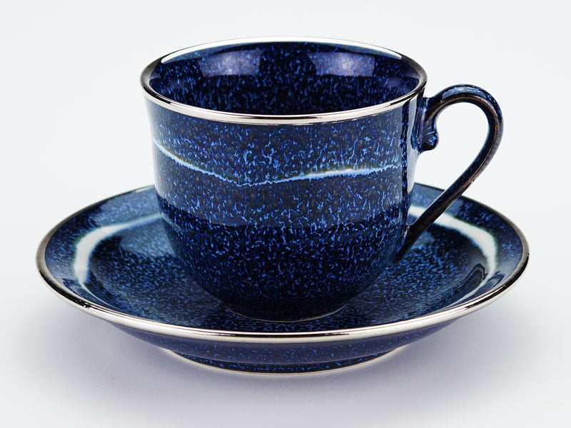 Shinemon Kiln Pair of Coffee Cups "Seiten" - Gold & Platinum, Arita Ware