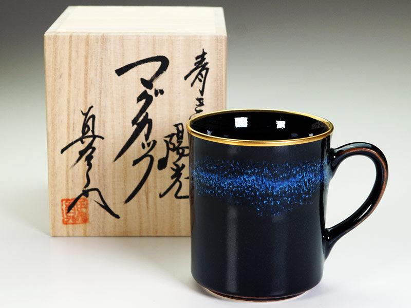 Shinemon Kiln Coffee Mug "Aoki-Myojo" Youkou - Gold Decoration, Arita Ware