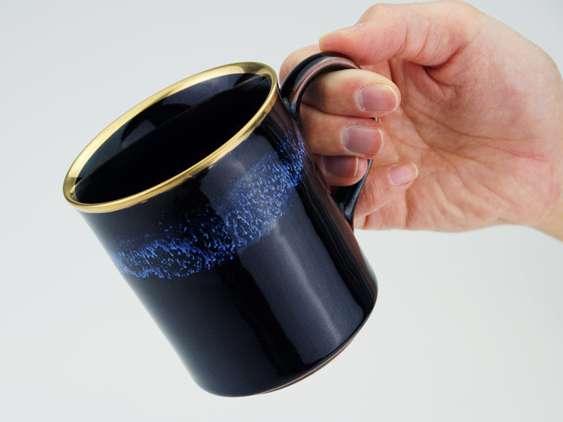 Shinemon Kiln Coffee Mug "Aoki-Myojo" Youkou - Gold Decoration, Arita Ware
