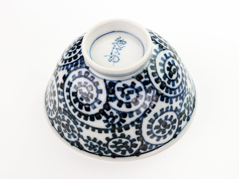 Sojiro Kiln Pair of Rice Bowls - Sometsuke Tako-Karakusa Lattice, Arita Ware