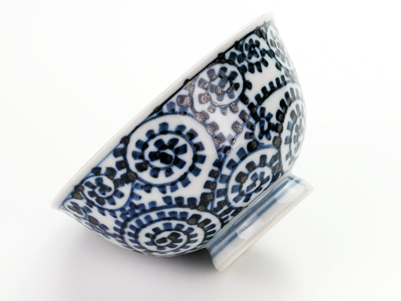 Sojiro Kiln Pair of Rice Bowls - Sometsuke Tako-Karakusa Lattice, Arita Ware