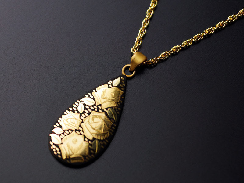 Pure Gold Kyoto Inlay Necklace - Rose