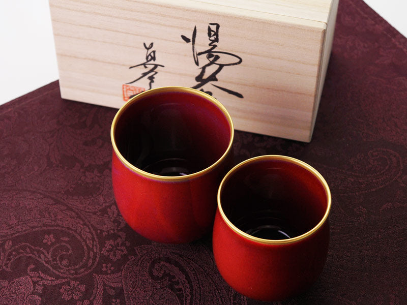 真右卫门窑日式汤吞对装 曜变辰砂「Hananohikari」