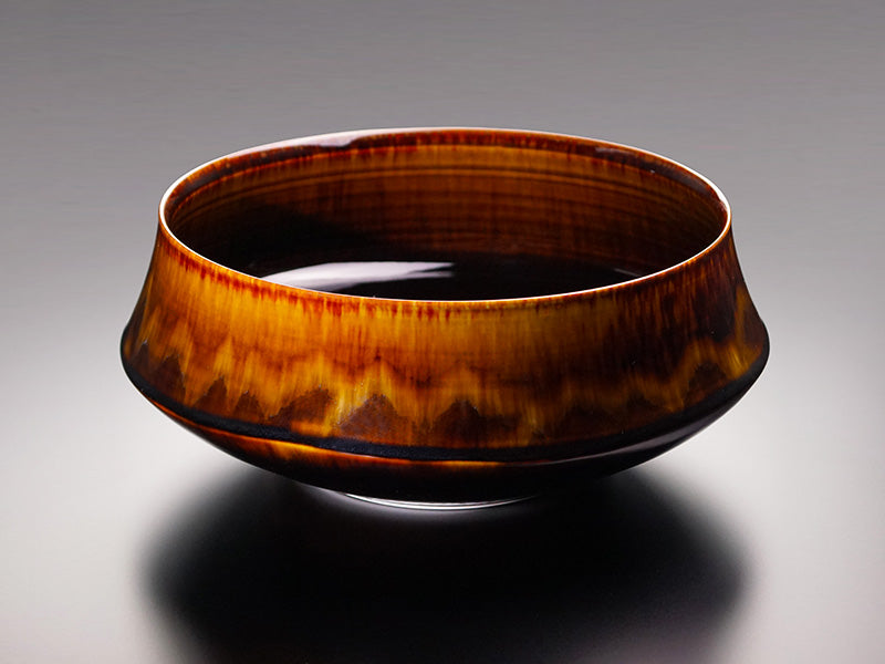 Shinemon Kiln Flower Vase "Horaisan" (Mount Horai) - Tortoiseshell Tenmoku