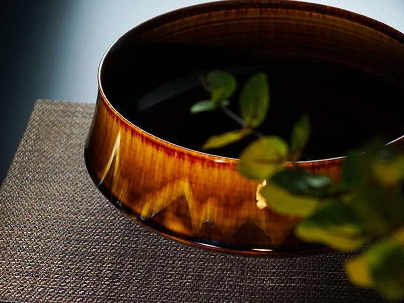 Shinemon Kiln Flower Vase "Horaisan" (Mount Horai) - Tortoiseshell Tenmoku