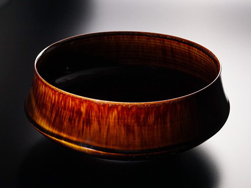 Shinemon Kiln Flower Vase "Horaisan" (Mount Horai) - Tortoiseshell Tenmoku