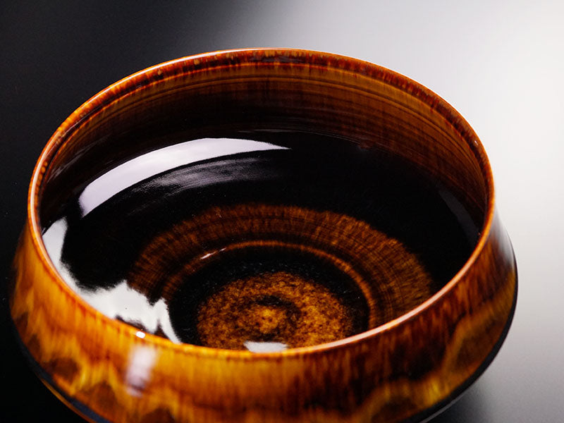 Shinemon Kiln Flower Vase "Horaisan" (Mount Horai) - Tortoiseshell Tenmoku