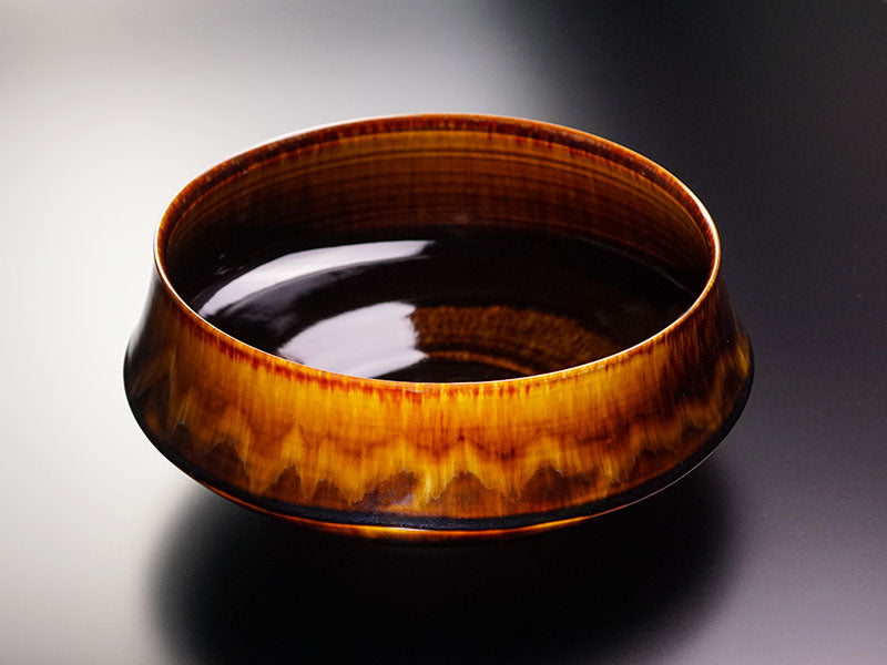 Shinemon Kiln Flower Vase "Horaisan" (Mount Horai) - Tortoiseshell Tenmoku