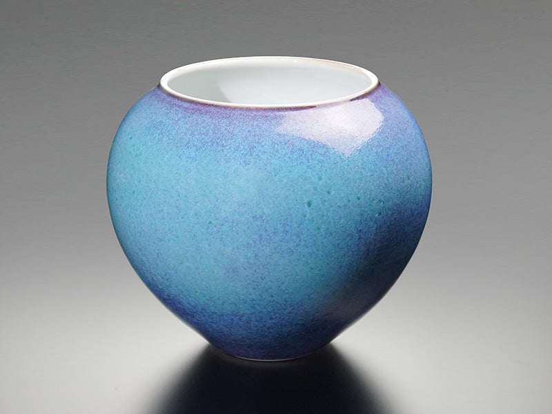 Shinemon Kiln Flower Vase "Aoi Sora" Blue Sky - Jun Glaze, Arita Ware