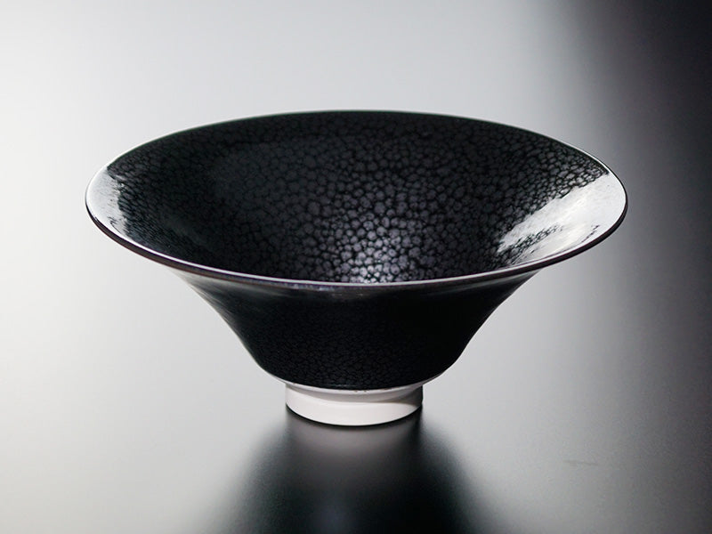 Flat Matcha Bowl (Chawan) - Oil-Spot Tenmoku, Shinemon Kiln, Arita Ware