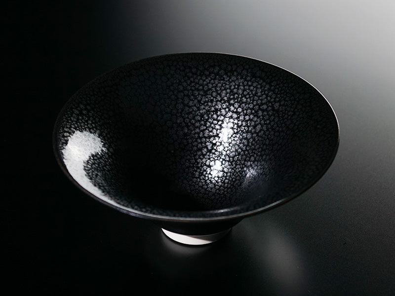 Flat Matcha Bowl (Chawan) - Oil-Spot Tenmoku, Shinemon Kiln, Arita Ware