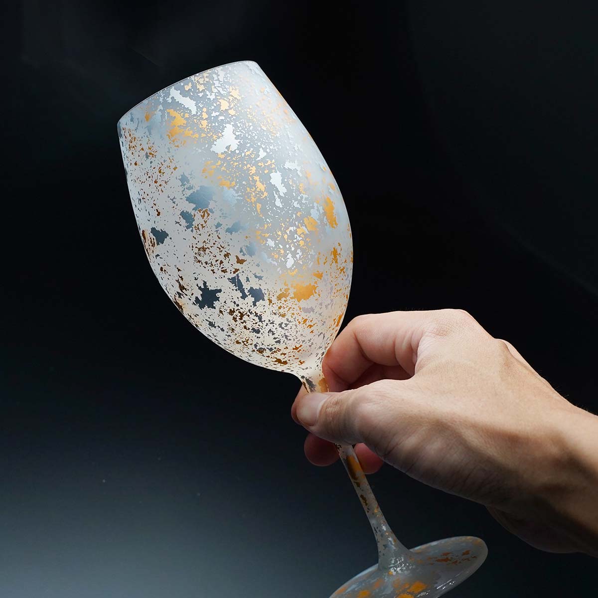Yamanaka Lacquerware - [Kihaku Glass] Pair of Wine Glasses "Albus"