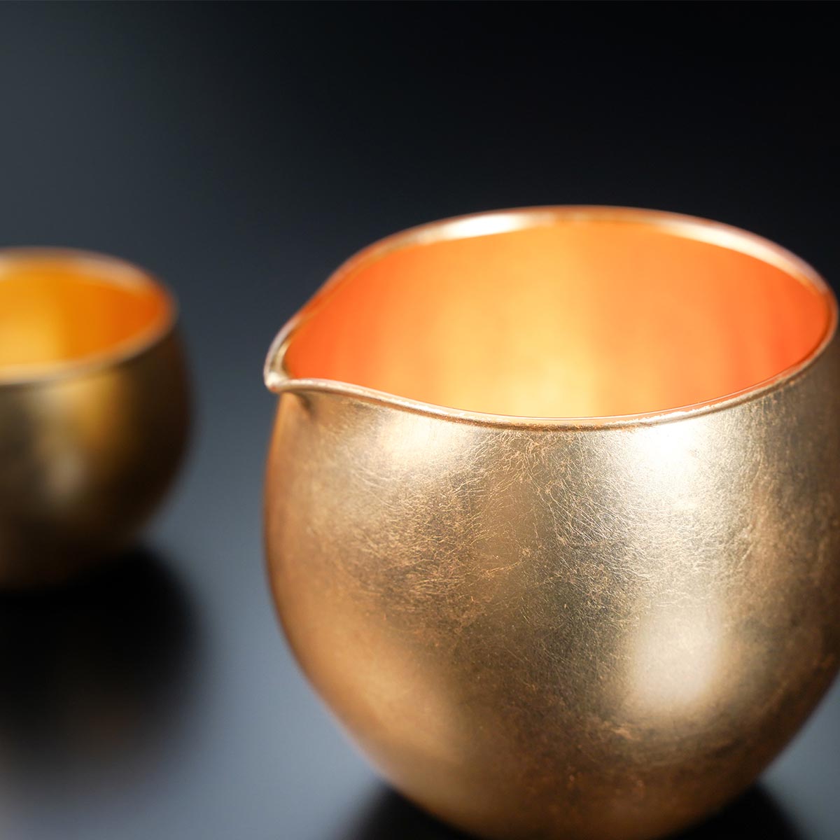 Laque de Yamanaka – service à saké japonais [verre Kihaku], feuille d’or intégrale