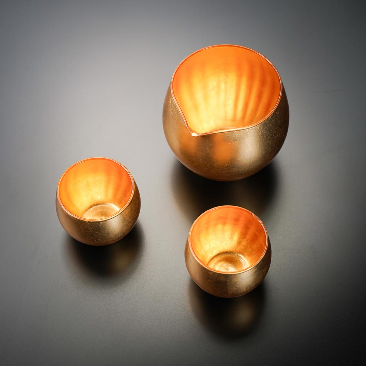 Laque de Yamanaka – service à saké japonais [verre Kihaku], feuille d’or intégrale