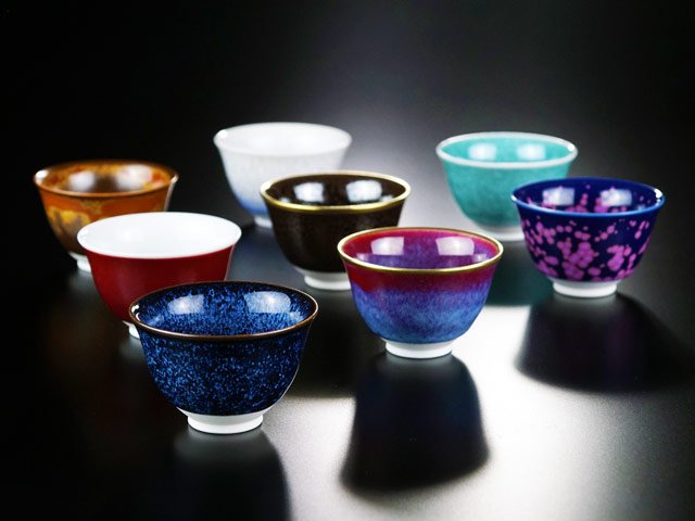 Shinemon Kiln Ochoko Sake Cup Set (8 Colors) - Arita Ware