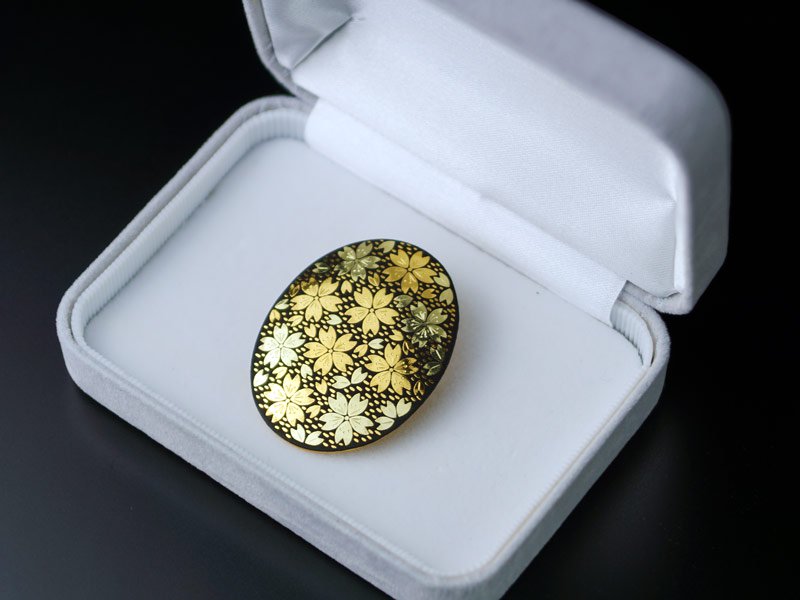 Pure Gold Kyoto Inlay Pendant - Cherry Blossom